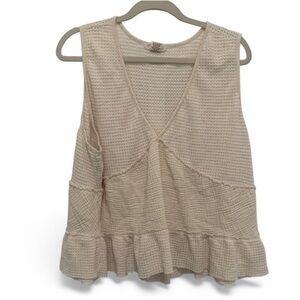 Torrid Festi Cream Waffle Knit V Neck Tank Top Size 3X